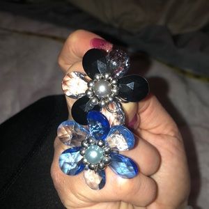 Pier 1 Floral Gem Rings - Set of Two